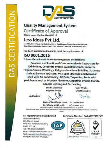 ISO Certificate for Jess Ideas